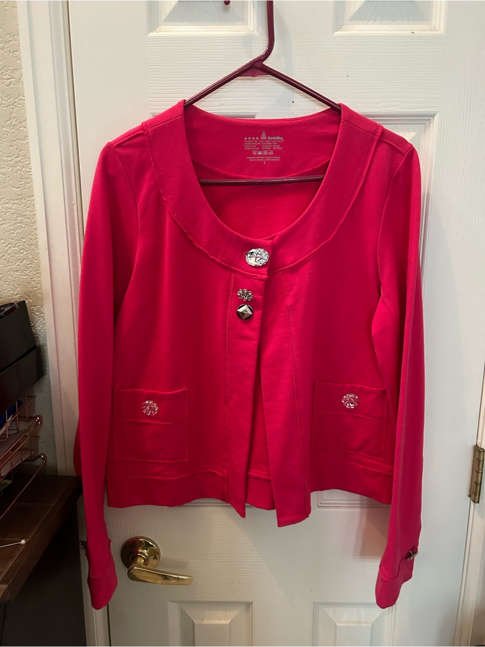 neon buddha Hot Pink Button-Front Blazer Jacket